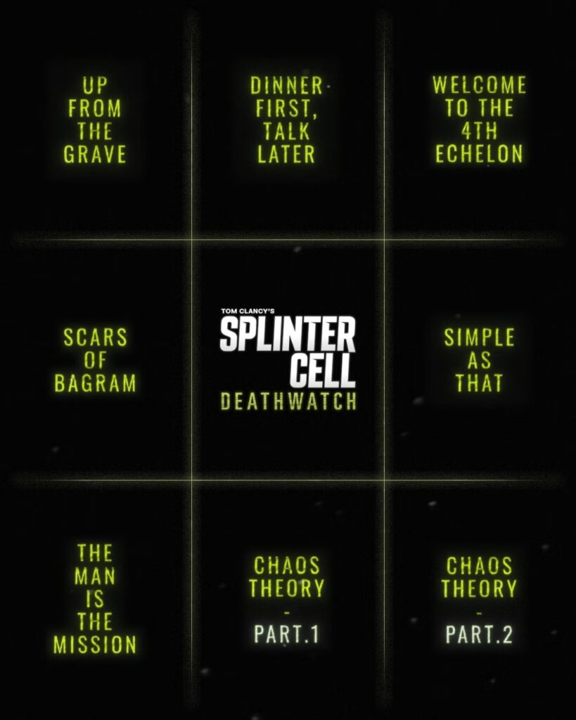 Заставка и список серий сериала Splinter Cell: Караул смерти